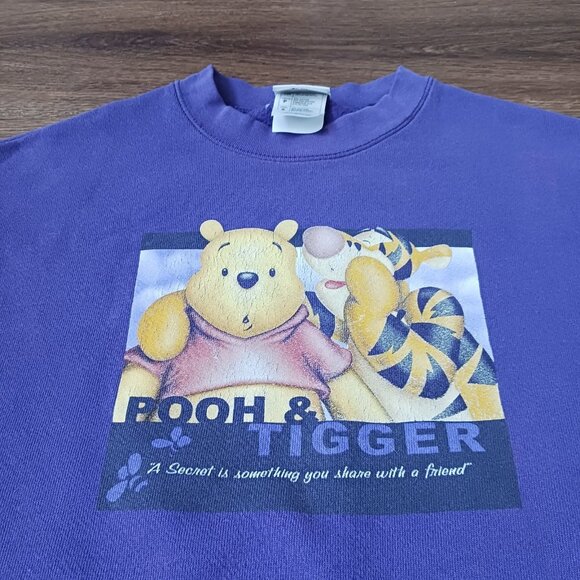 Vintage The Disney Store Sweatshirt Purple Pooh Tigger Friends Size S READ - Picture 2 of 6